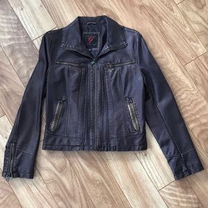 Aubergine & antique gold faux leather moto jacket